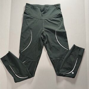 lululemon athletica Girls' Dark Green Reflective Athletic Leggings